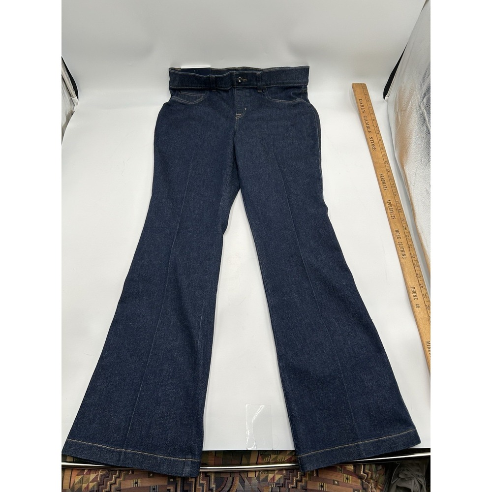 Spanx EveryWear Flare Jeans Women's Size XL Raw Indigo Pull On Boho 21266Q